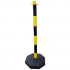 Słupek przenośny, odgradzający, ostrzegawczy, łańcuchowy, plastikowy - żółto-czarny