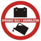 Sprawdź olej i akumulator - znak, naklejka samochodowa - SC005