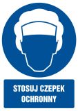 Stosuj czepek ochronny - znak bhp nakazujący, informujący - GL025 - Odzież robocza i ochronna – jakie są różnice?