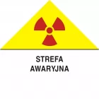 Strefa awaryjna - znak bezpieczeństwa, ostrzegający, promieniowanie - KA009