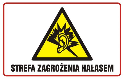 Strefa zagrożenia hałasem - znak ostrzegający, informujący - NC006 - Ochrona przed hałasem w pracy a BHP