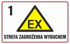 Strefa zagrożenia wybuchem 1 - znak ostrzegający, informujący - NC003