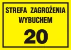 Strefa zagrożenia wybuchem 20 - znak ostrzegający, informujący - NC019