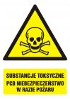 Substancje toksyczne.PCB Niebezpieczeństwo w  razie pożaru - znak bhp ostrzegający, informujący - GF008