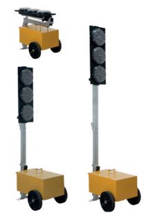 Sygnalizacja świetlna drogowa z minutnikiem, tymczasowa, LED, bezprzewodowa, wahadłowa, lampy 20 cm - komplet