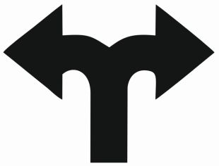 Szablon znaku drogowego - Nakaz jazdy w prawo lub w lewo C-8