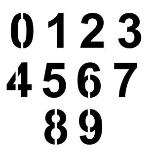 Szablon znaku drogowego - zestaw cyfr 0-9