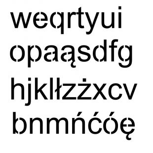Szablon znaku drogowego - zestaw liter alfabetu od a do z małe litery