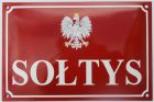 Tablica tabliczka szyld - Sołtys, z orzełkiem - blacha emaliowana