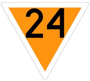 Tarcza zwolnij bieg D6 Nakaz jazdy z podaną prędkością - wskaźnik znak kolejowy
