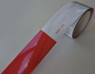 Taśma odblaskowa samoprzylepna konturowa-mikropryzmatyczna, biało-czerwona
