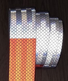 Taśma odblaskowa samoprzylepna konturowa-mikropryzmatyczna, biało-czerwona