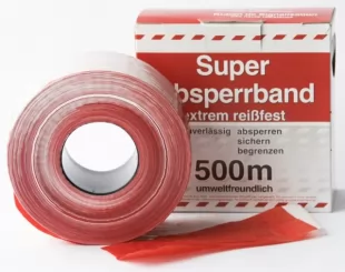 Taśma odgradzająca, jednostronna 7cm x 500m - U-22, biało-czerwona, super mocna
