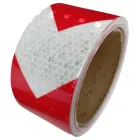Taśma ostrzegawcza kierunkowa, odblaskowa, samoprzylepna, biało-czerwona