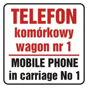 Telefon komórkowy w wagonie nr 1. Mobile phone in carriage no 1 - znak, naklejka kolejowa - SD017