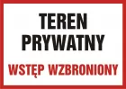 Teren prywatny wstęp wzbroniony - znak informacyjny - PB089