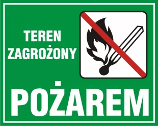 Teren zagrożony pożarem - znak, lasy - OB005