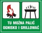 Tu można palić ognisko i grillować - znak, lasy - OB040