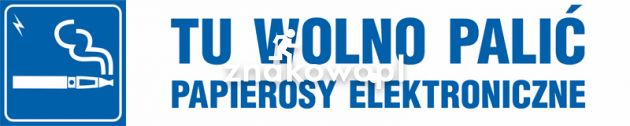 Tu wolno palić papierosy elektroniczne - znak informujący - NE029 - „Nie” dla e-papierosów w miejscach publicznych