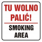 Tu wolno palić! Smoking area - znak, naklejka kolejowa - SD019