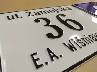 Ulica i nr domu, posesji, adres - tabliczka tłoczona aluminiowa