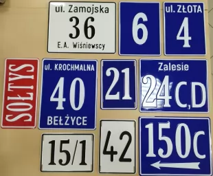 Ulica i nr domu, posesji, adres - tabliczka tłoczona aluminiowa