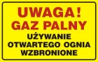 Uwaga! Gaz palny - używanie otwartego ognia wzbronione - tabliczka gazowa - JD012