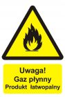 Uwaga! Gaz płynny - produkt łatwopalny - znak przeciwpożarowy ppoż - BC002