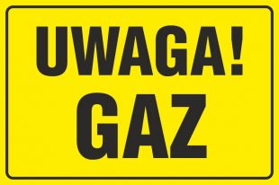 Uwaga! Gaz - znak bezpieczeństwa, ostrzegający, gazociągi - JD026