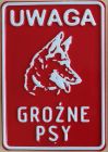 Uwaga groźne psy - tabliczka tłoczona aluminiowa