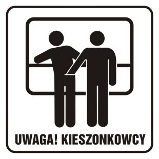 Uwaga! Kieszonkowcy - znak, naklejka kolejowa - SD008