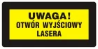 Uwaga! Otwór wyjściowy lasera - znak bezpieczeństwa, ostrzegający, laser - KB011