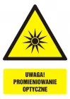 Uwaga! Promieniowanie optyczne - znak bhp ostrzegający, informujący - GF063
