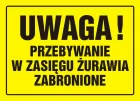 Uwaga! Przebywanie w zasięgu żurawia zabronione - znak, tablica budowlana - OA019