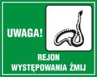 Uwaga! Rejon występowania żmij - znak, lasy - OB033