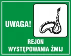 Uwaga! Rejon występowania żmij - znak, lasy - OB033