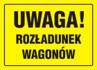 Uwaga! Rozładunek wagonów - znak, tablica budowlana - OA021