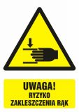 Uwaga ! Ryzyko zakleszczenia rąk - znak bhp ostrzegający, informujący - GF042 - Znaki BHP na maszynach