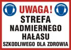 Uwaga! Strefa nadmiernego hałasu szkodliwego dla zdrowia - znak ostrzegający, informujący - NC016