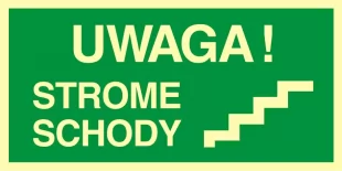 Uwaga strome schody - znak ewakuacyjny - AC027