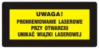 Uwaga! - Unikać wiązki laserowej - znak bezpieczeństwa, ostrzegający, laser - KB016