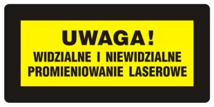 Uwaga! Widzialne i niewidzialne promieniowanie laserowe - znak bezpieczeństwa, ostrzegający, laser - KB005