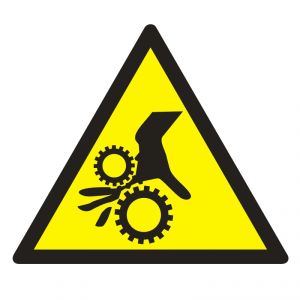 Uwaga! Wirujące elementy piktogram - Urządzenia ochronne przy maszynach