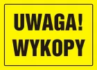 Uwaga! Wykopy - znak, tablica budowlana - OA005