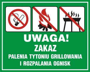 Uwaga! Zakaz palenia tytoniu, grillowania i rozpalania ognisk - znak, lasy - OB039