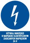 Używaj narzędzi o napędzie elektrycznym zasilanym napięciem 24 V - znak elektryczny