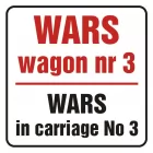 Wars w wagonie nr 3. Wars in carriage no 3 - znak, naklejka kolejowa - SD016
