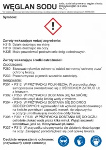 Węglan sodu - etykieta chemiczna, oznakowanie opakowania - LC015