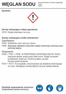 Węglan sodu - etykieta chemiczna, oznakowanie opakowania - LC036