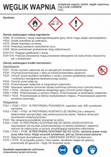 Węglik wapnia - etykieta chemiczna, oznakowanie opakowania - LC019